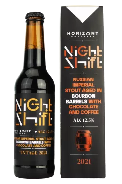 Night Shift Vintage 2021 Russian Imperial Stout aged In Bourbon Barrels With Chocolate And Coffee
